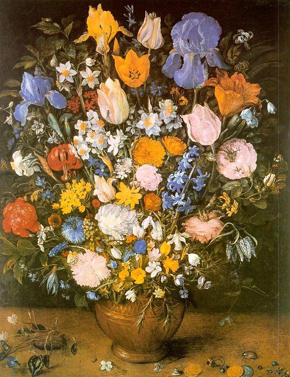 Jan Brueghel Bouquet of Flowers in a Clay Vase oil painting picture